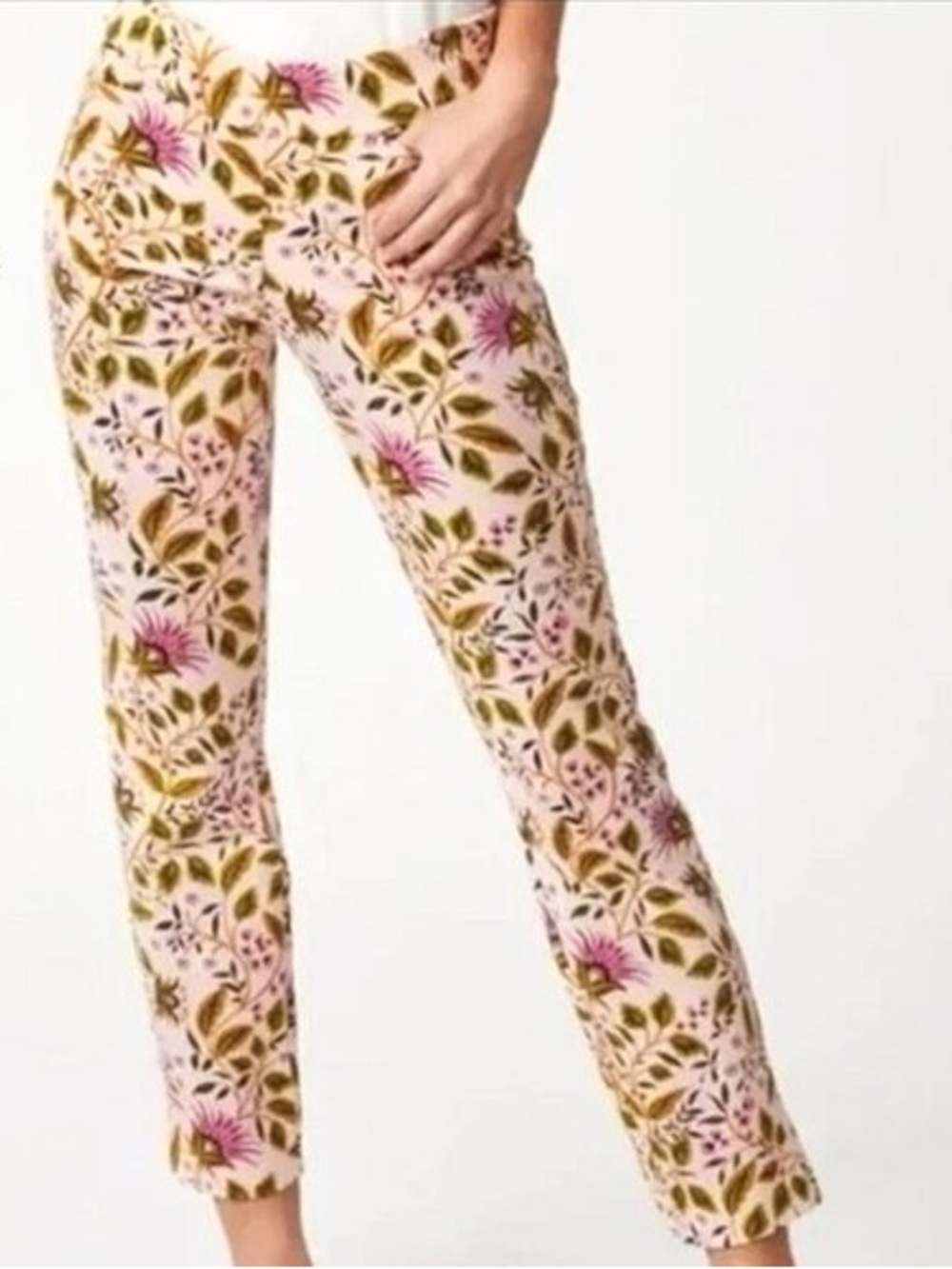 Spartina 449 Miranda Pink Pull-On Pants Size Women’s XS Floral Cropped Spring